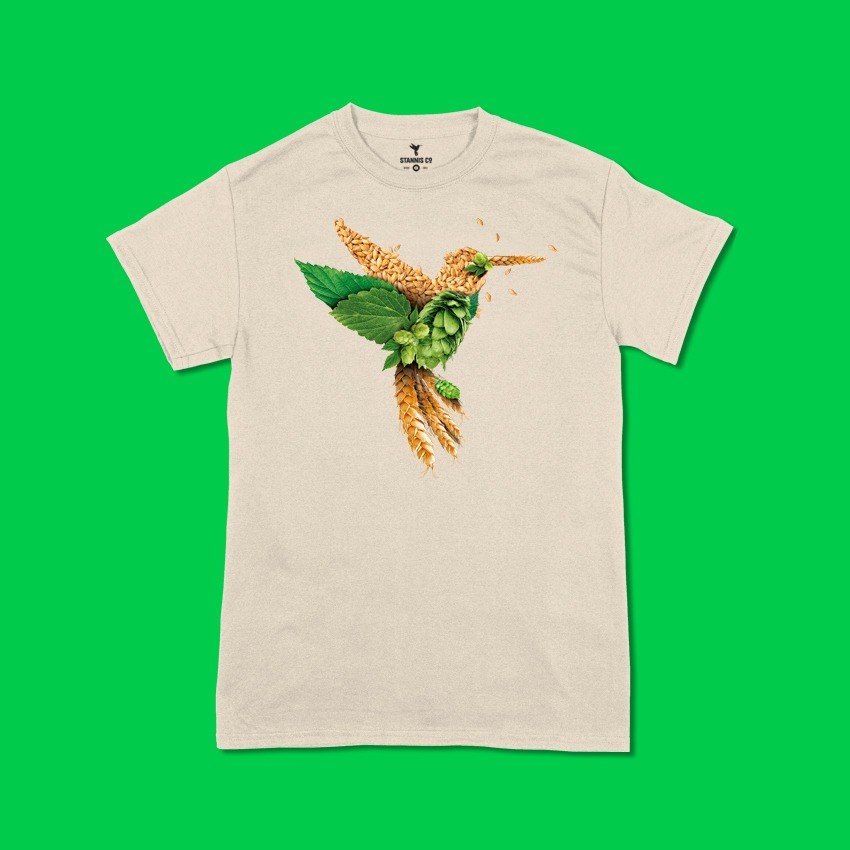 Camiseta Beija-flor Lúpulo - Algodão Orgânico Cerveja Stannis