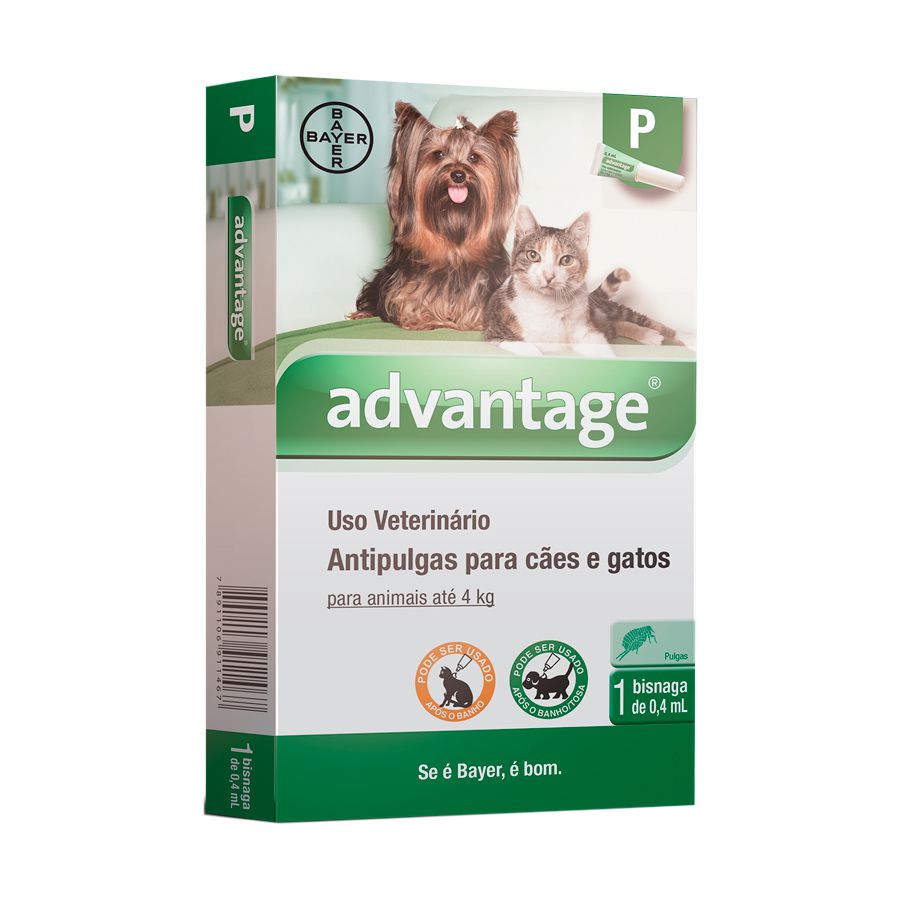 Antipulgas Advantage para Cães e Gatos de até 4 kg - 0,4 ml