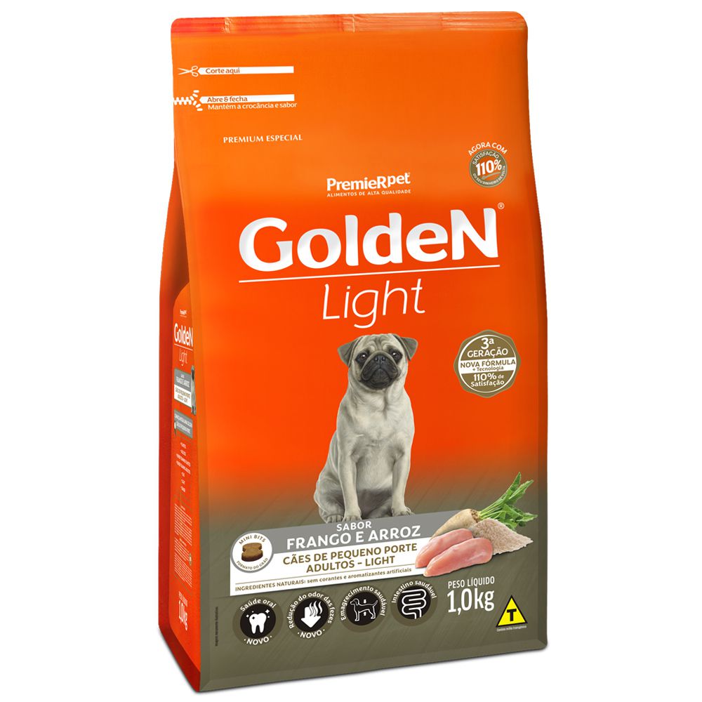 Golden Light Cães Adultos Mini Bits Frango Arroz 1kg