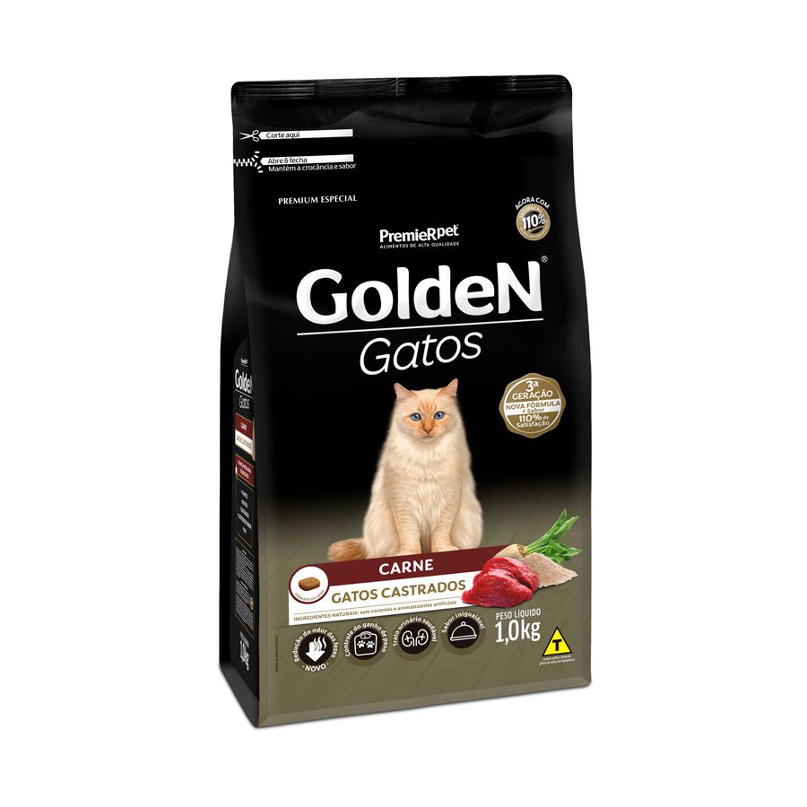 Golden Gatos Castrados Adultos sabor Carne 1kg
