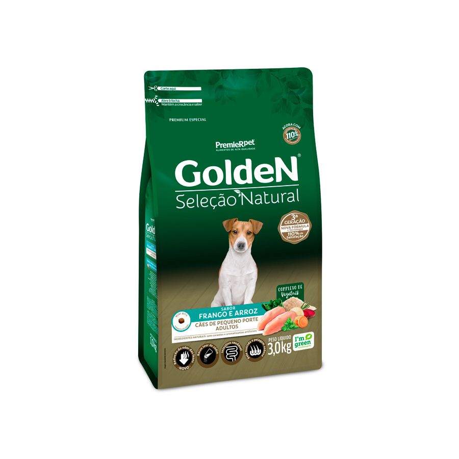 Golden Seleção Natural Cães Adultos Raças Pequenas Mini Bits 3kg