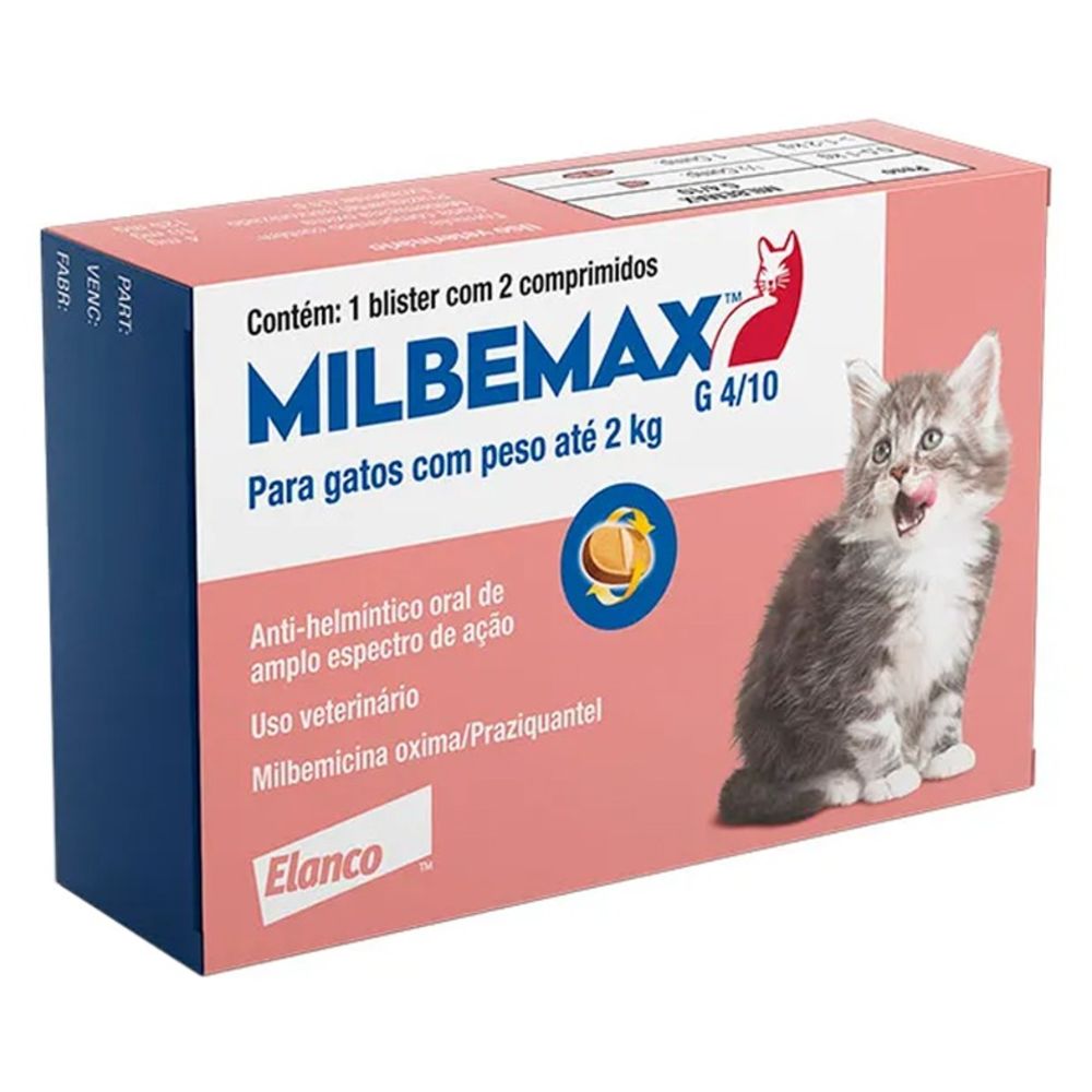 Vermífugo Elanco Milbemax G para Gatos de 0,5 a 2kg - 2 Comprimidos