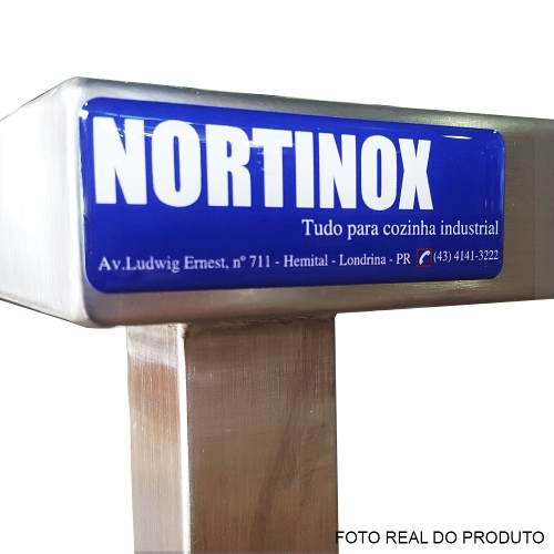 Mesa Aço Inox Profissional 120x60x90 cm com Espelho Nortinox