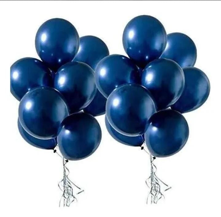 10 Unid Balão Bexiga Azul Meia Noite 9 Pol Cromado Metalizado