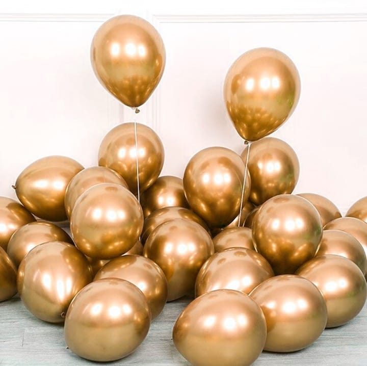 10 Unid Balão Bexiga Dourado 9 Pol Cromado Metalizado Aluminio