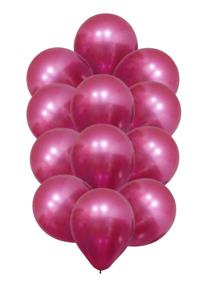 10 Unid Balão Bexiga Fúcsia 9 Pol Cromado Metalizado