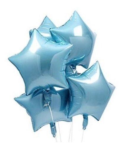10 Unid - Balão Estrela 18 Pol Azul Claro  Metalizado