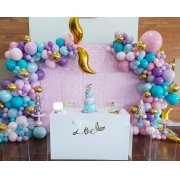 50 Balão Bexiga 8 Pol (Azul Tiffany + Rosa Baby + Lilás) + 25 Balão Dourado 5 Pol Cromado Metalizado