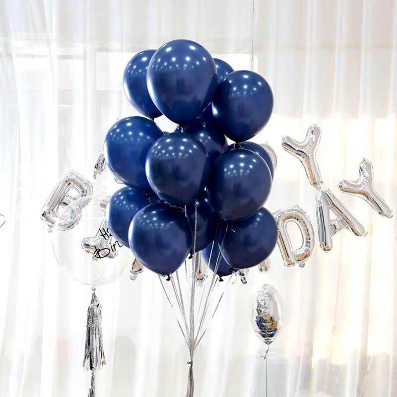 25 Balão Bexiga Cromado Metalizado Alumínio  9 Pol Azul Meia Noite