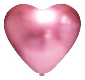 25 Unid - Balão Bexiga Coração Rosa Cromado 10 Polegadas