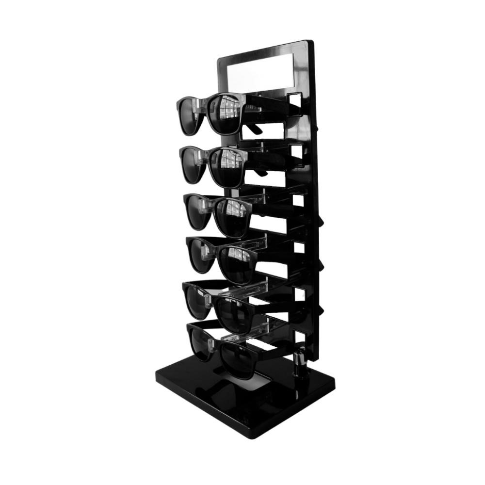 Expositor Torre para 6 Óculos com Espelho EP6L Preto - Foto 0