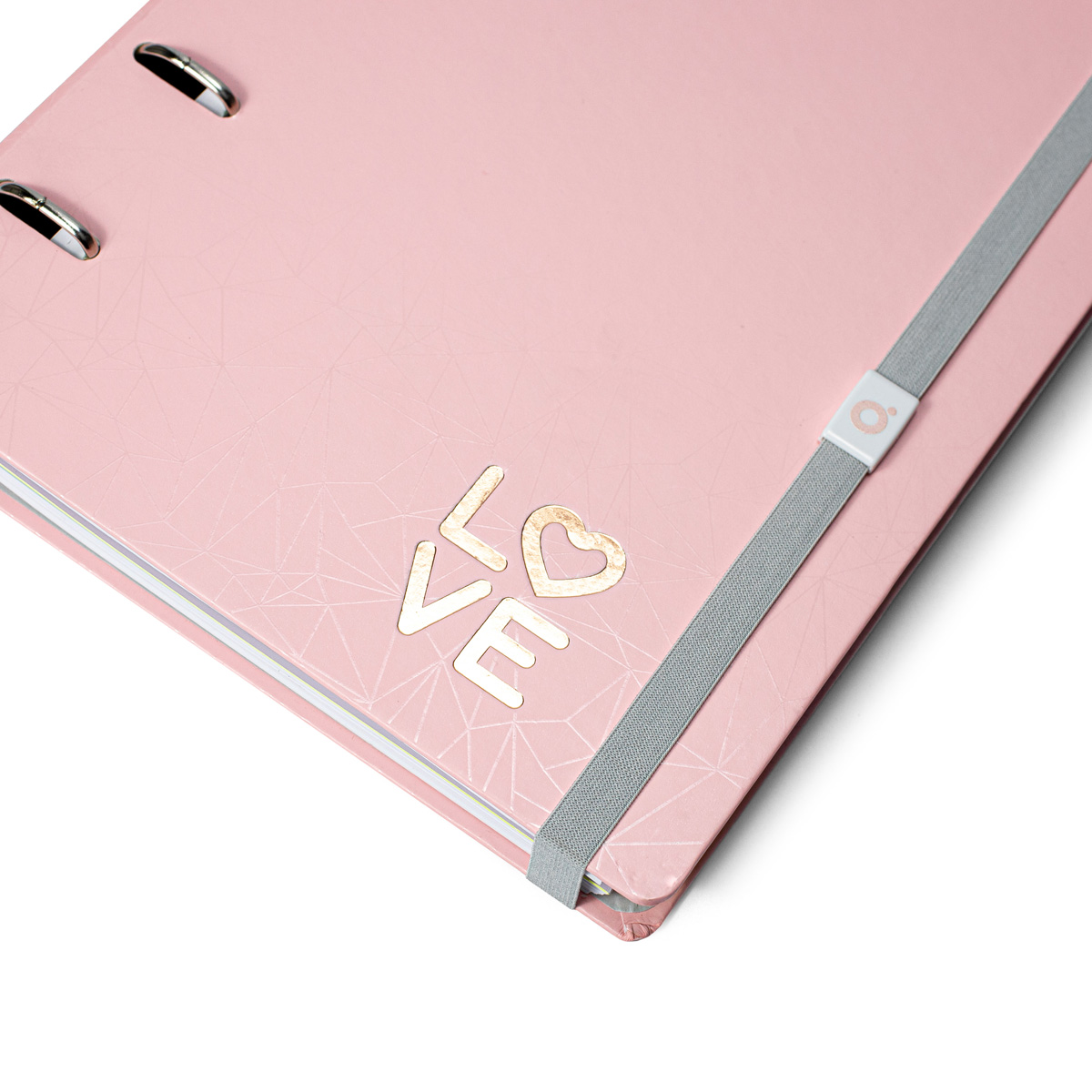 Caderno Argolado Pink Stone love com elástico