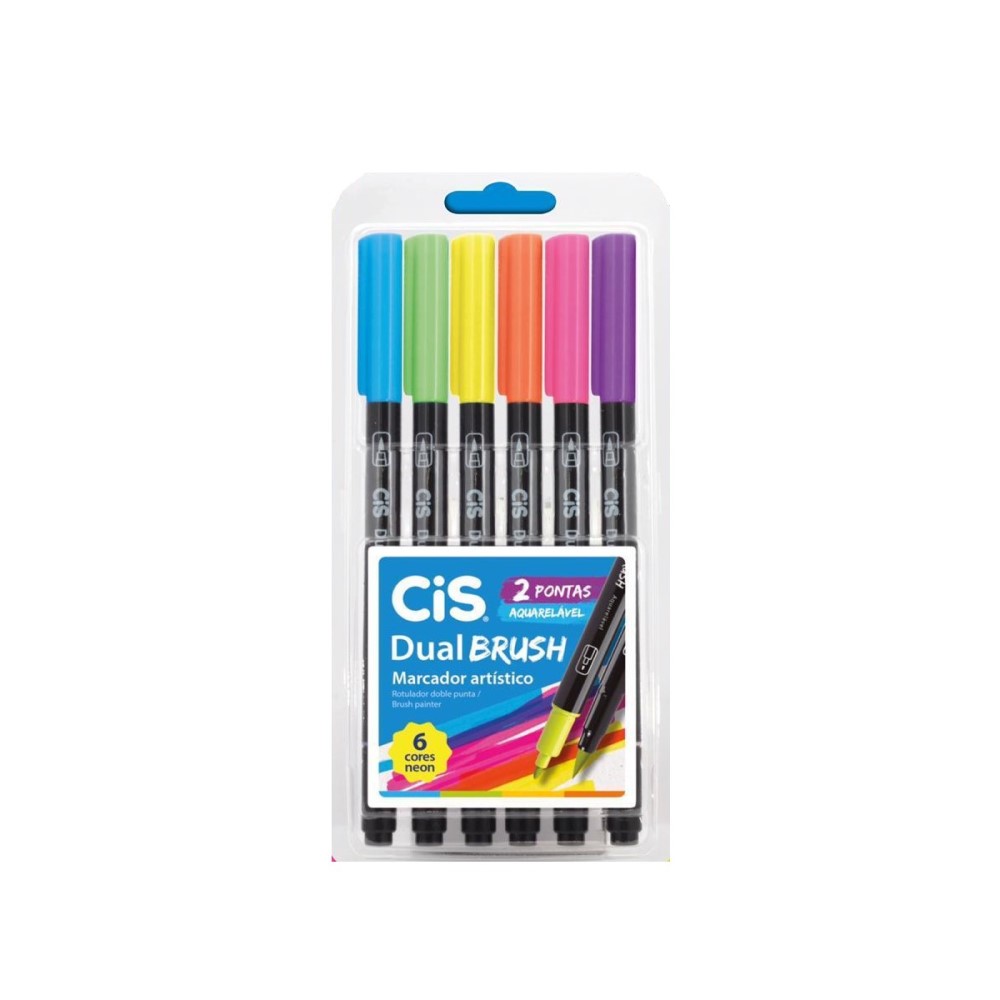 CIS Brush Pen Dual Brush Neon Estojo c/6
