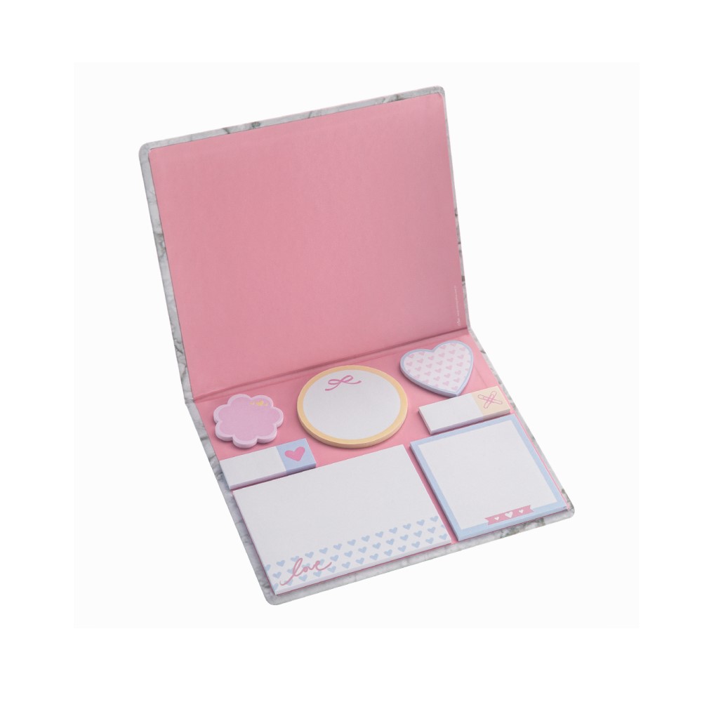 Conjunto 7 Sticky Notes Pink Stone Marmore