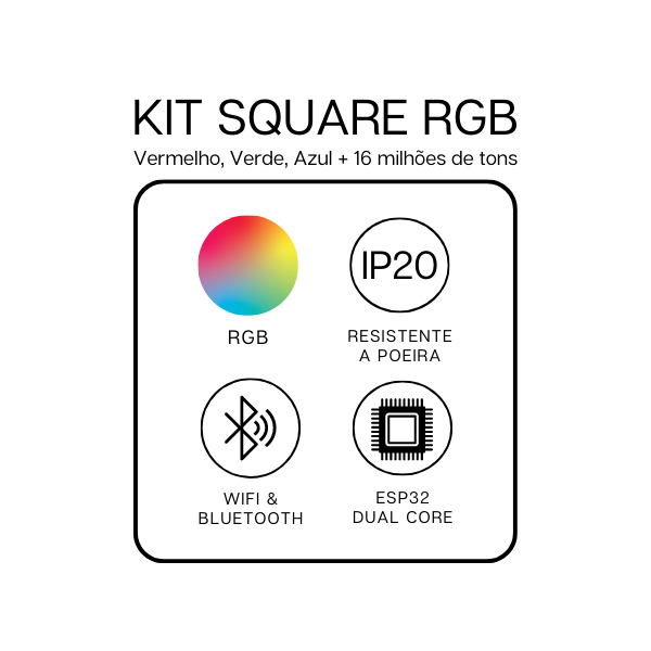 KIT SQUARE RGB TWINKLY MASTER+5 16X16CM, BT+WIFI, GEN II, IP20