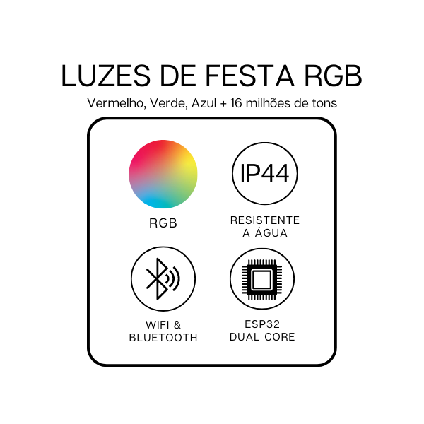 LUZES DE FESTA RGB TWINKLY PLUS C/ 40 BULBS EM 20MTS FIO PRETO BT+WIFI, GEN II, IP65