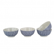 Conjunto de Bowls de Porcelana - Azul e Branco (4 peças)