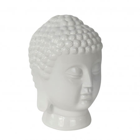 Escultura / Estatueta Decorativa - Grande Rosto Buda Branco