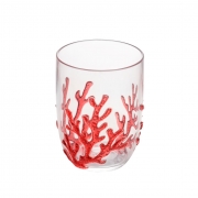 Jogo De Copos de Acrílico - Coral Vermelho 465ml (6 Peças)