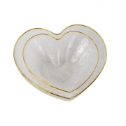 Kit 2 Bowls Heart Formato Coração - Vidro e Borda Dourada