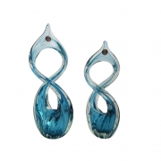 Kit Esculturas Torcida De Murano JR Glass - Azul Aquamarine
