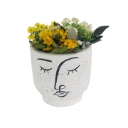 Vaso Decorativo Rosto Caricatura - Cachepot Branco para Flor