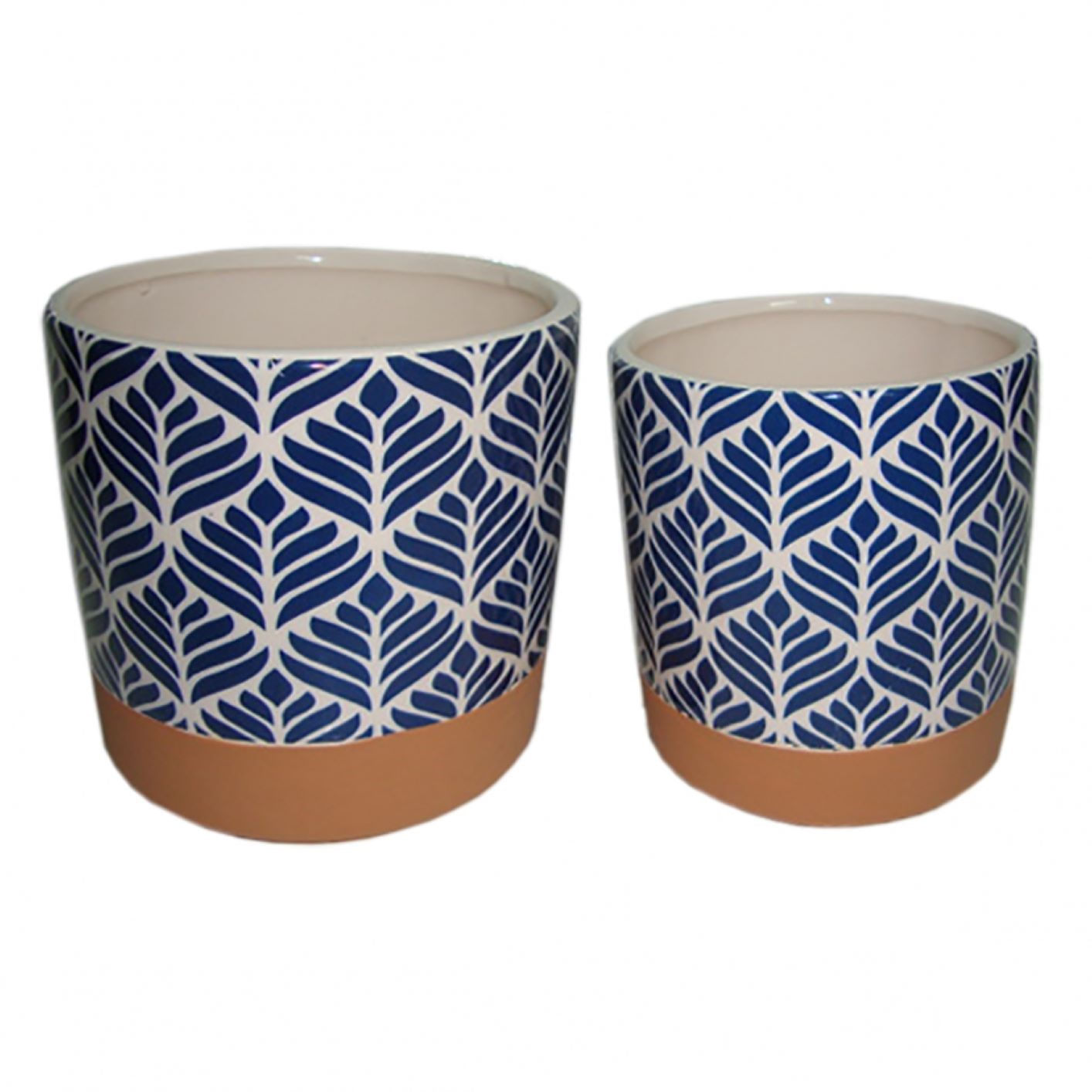Cachepots / Vasinhos De Cerâmica Terracota e Azul (2 Peças)