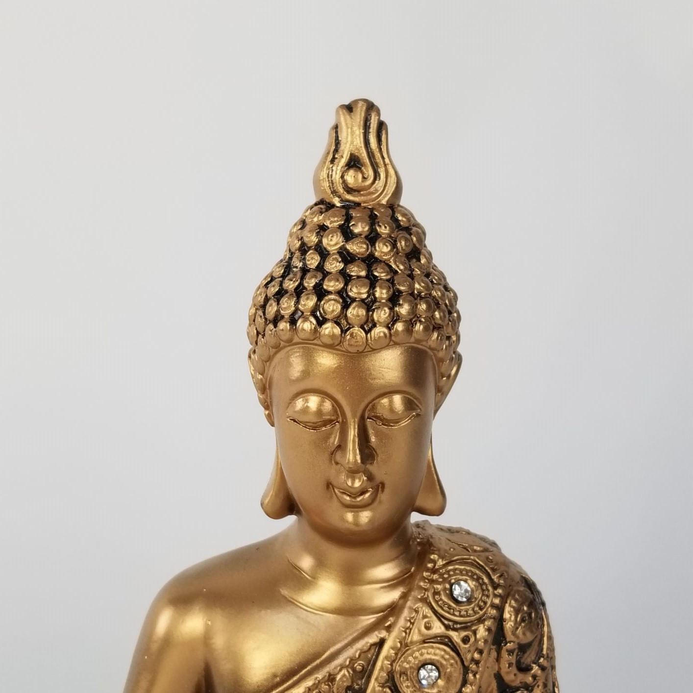 Escultura Buda Thai Sentado - Estátua Decorativa Dourada