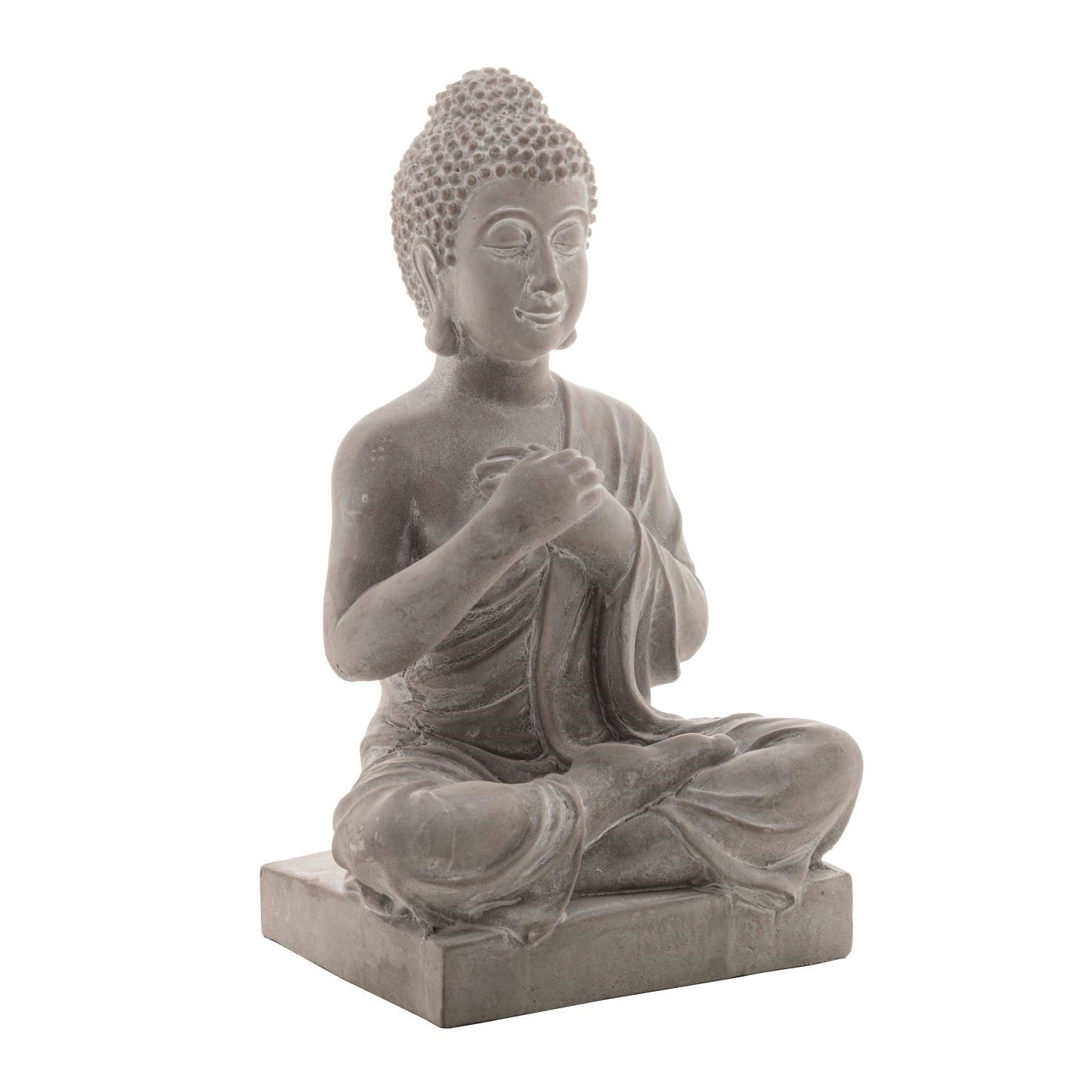 Escultura Decorativa - Buda Sentado com as Mãos no Coração