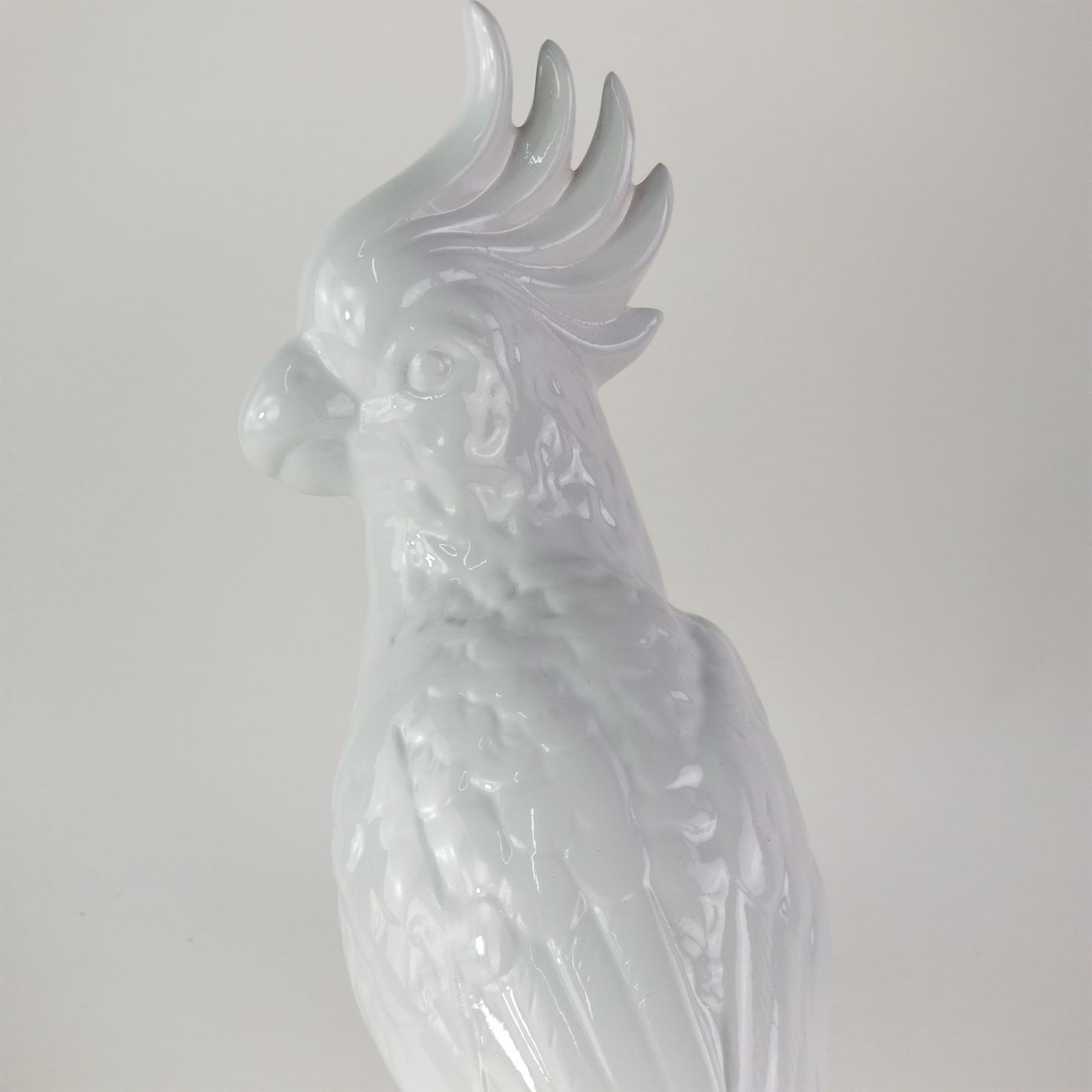 Escultura Decorativa De Cerâmica Pássaro Cacatua - Branco