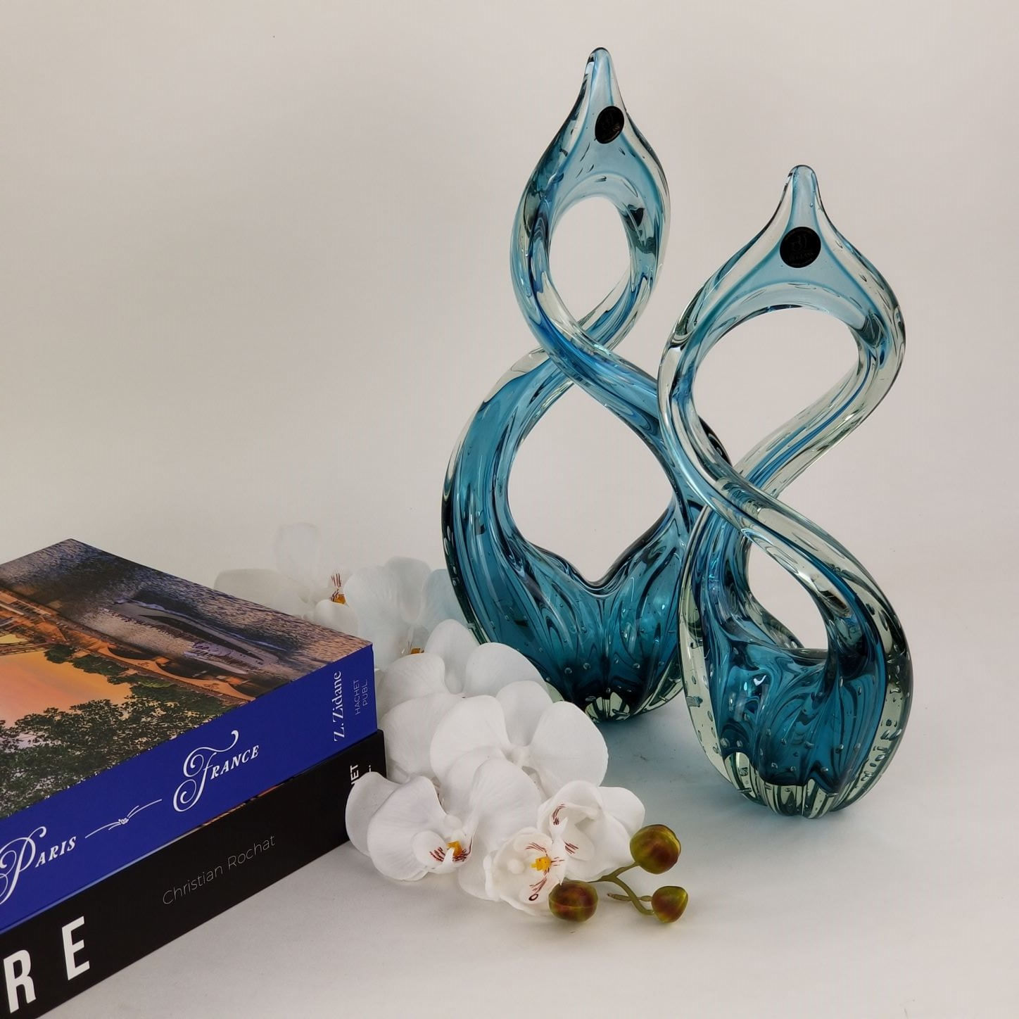 Escultura Torcida De Murano JR Glass - Azul Aquamarine 30cm