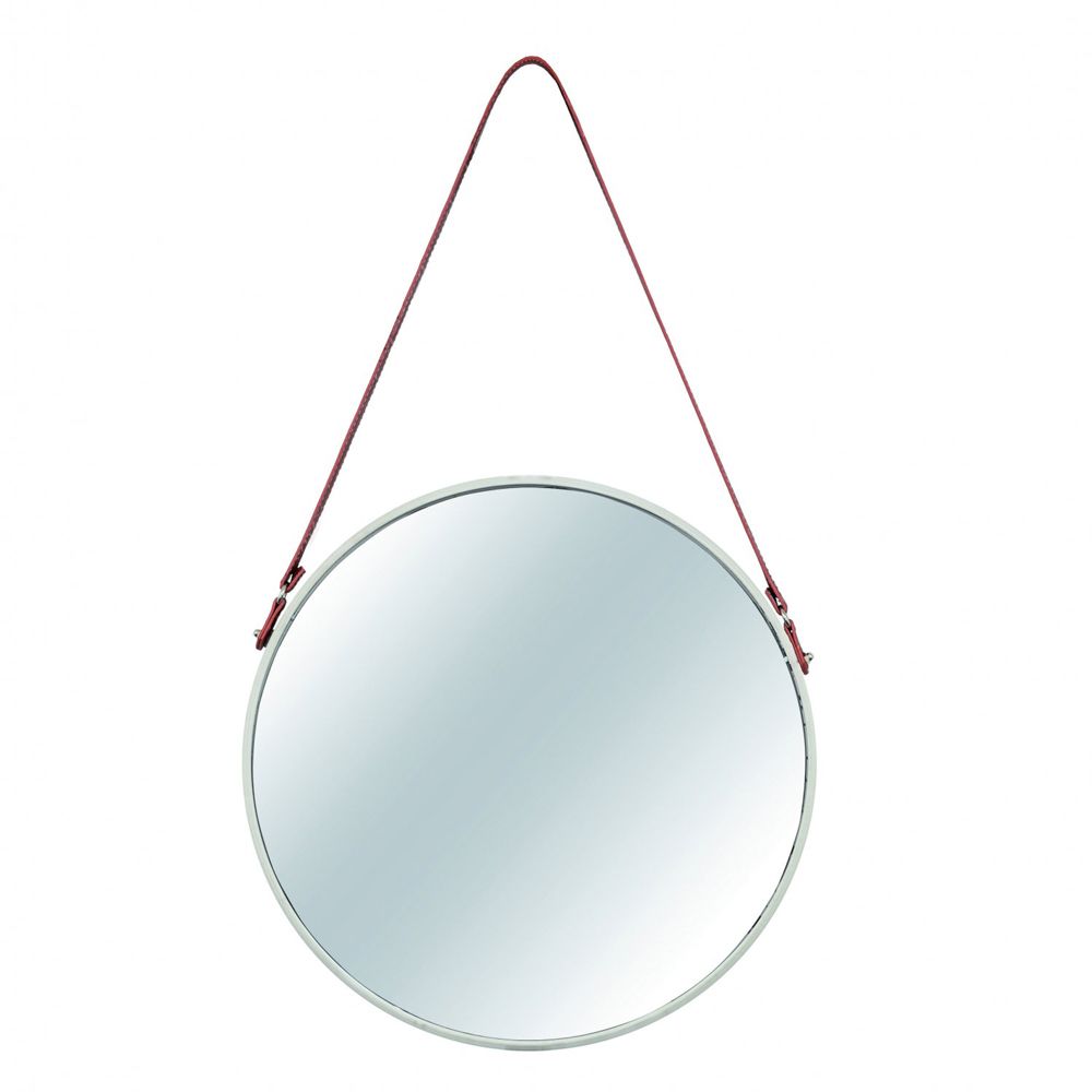 Espelho Redondo Decorativo de Metal - Off-White 45,5cm