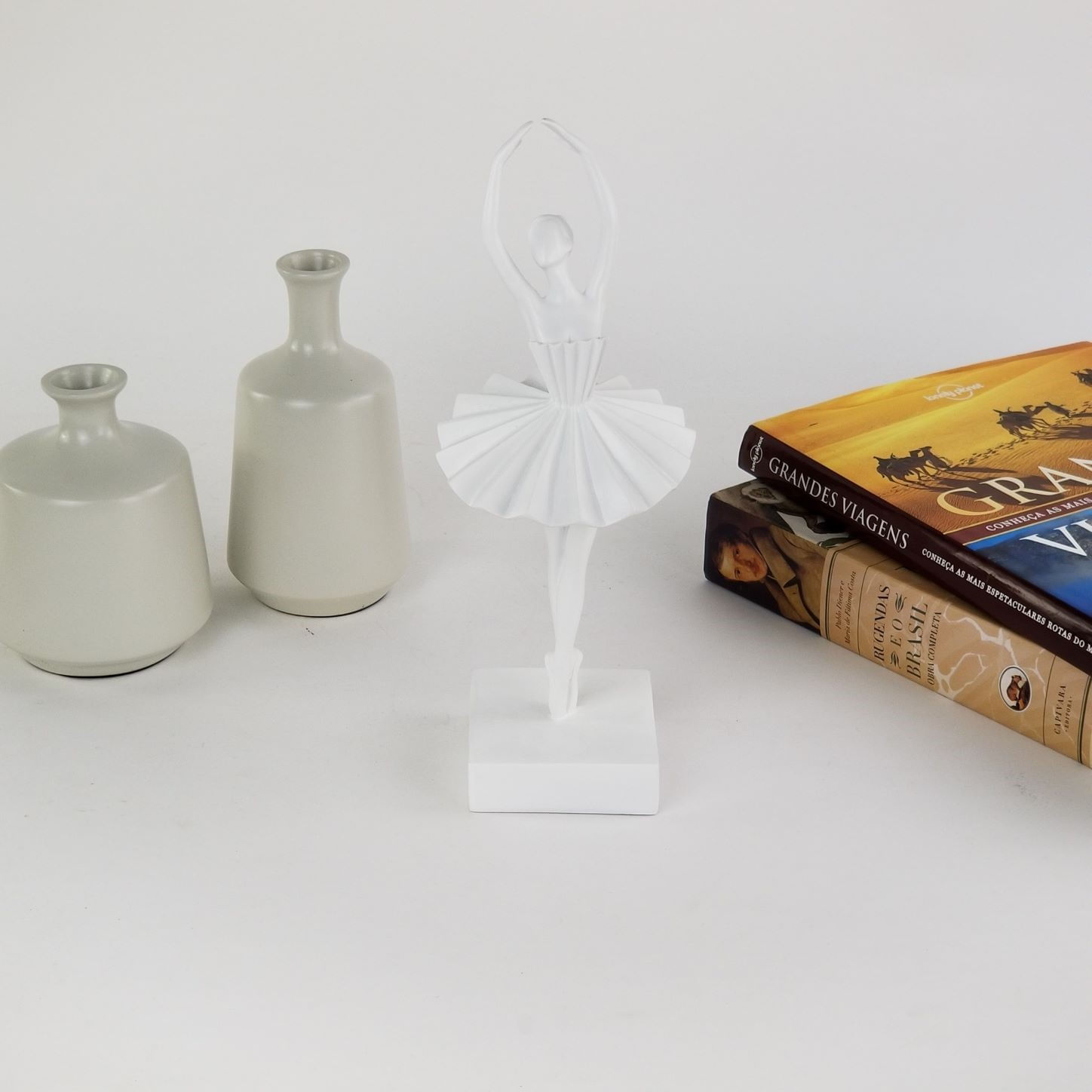 Kit 2 Vasos Decorativos de Cerâmica - Branco Off-White