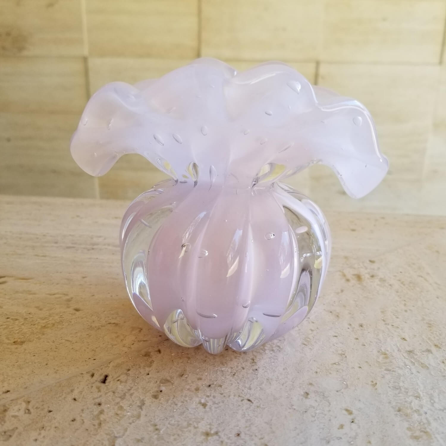 Mini Trouxinha de Murano - Vaso Decorativo de Cristal Jade Rosa