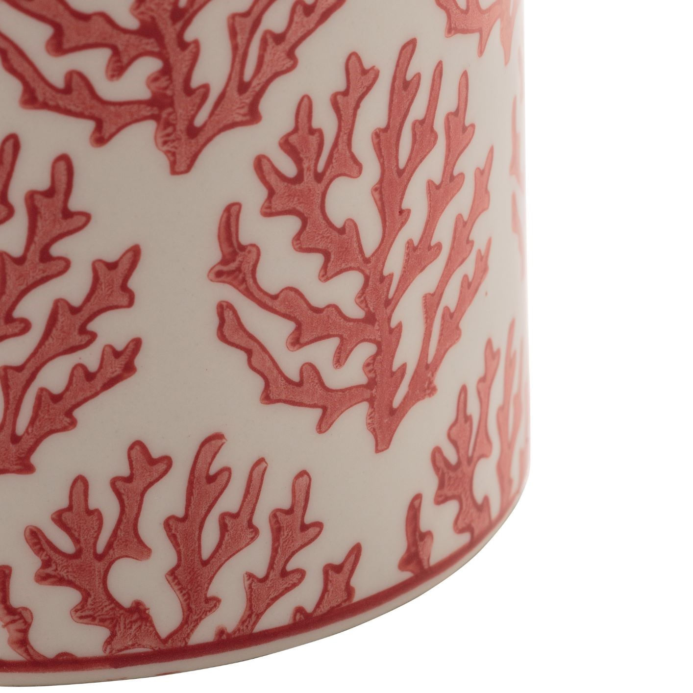 Potiche Decorativo de Porcelana Com Tampa - Coral Vermelho