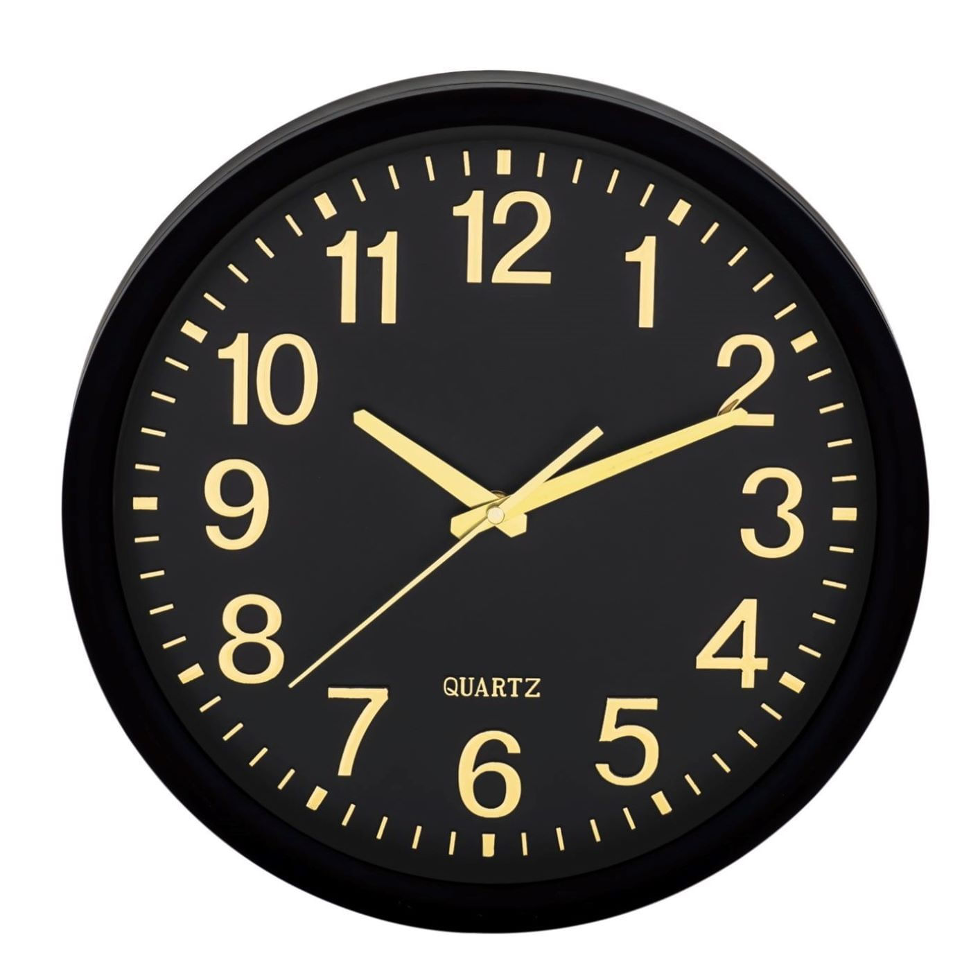 Relógio de Parede Decorativo - Preto e Dourado 35cm