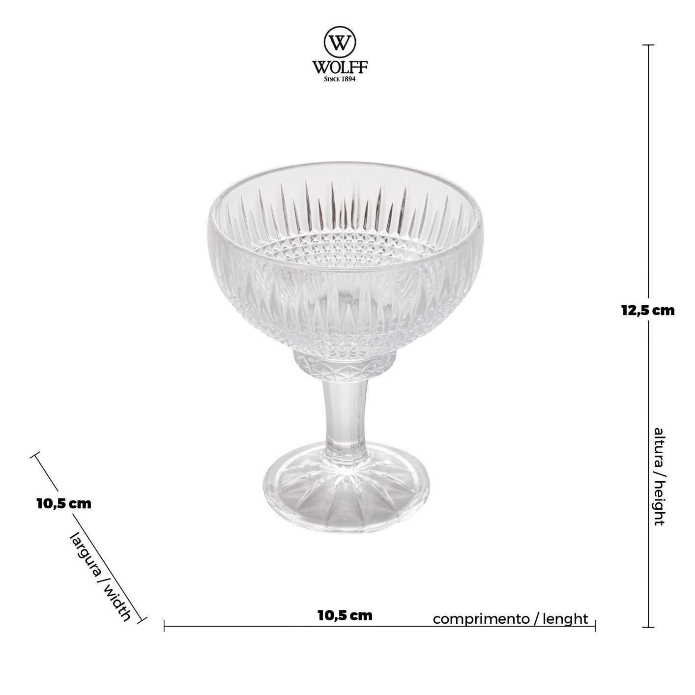 Taça de Sorvete Cristal Wolff Queen Transparente (6 Peças)