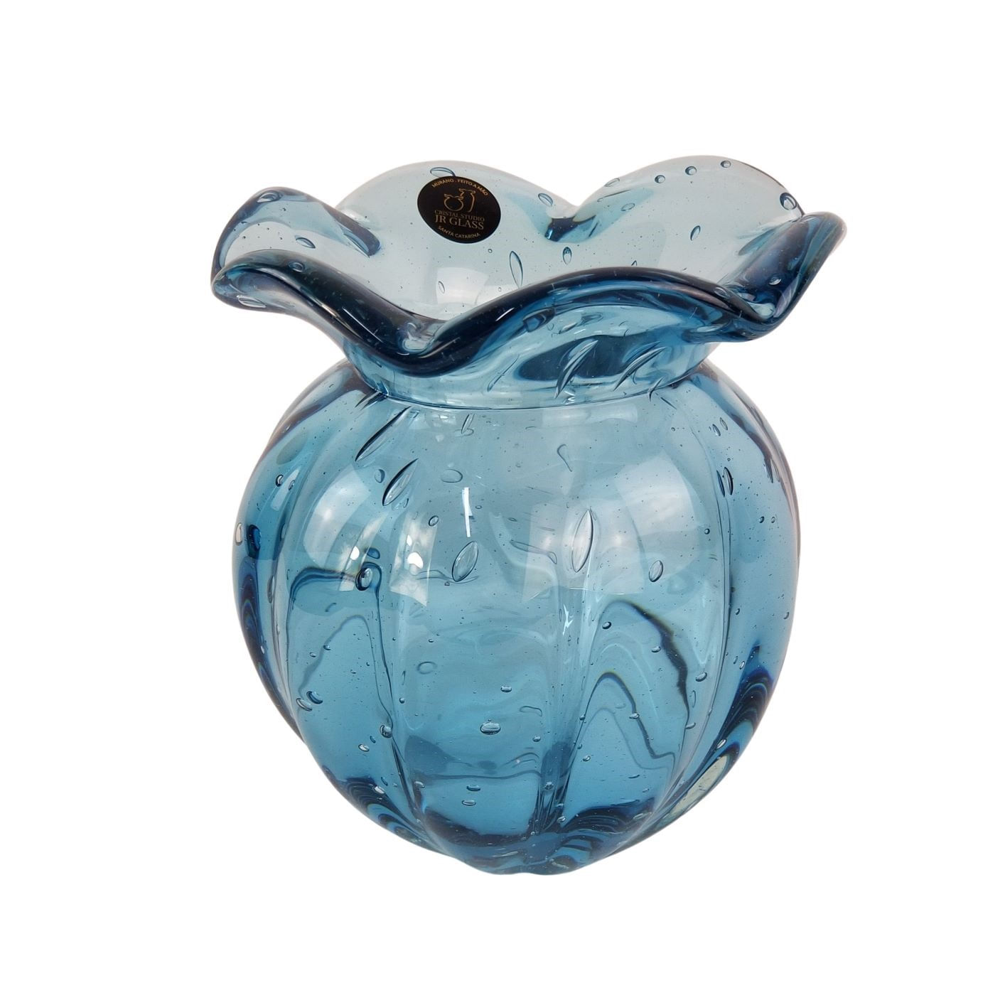 Trouxinha de Murano JR Glass - Vaso Cor Azul Aquamarine