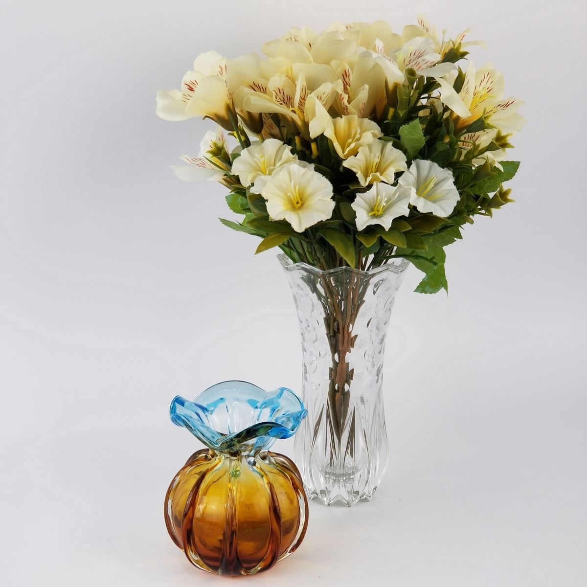 Trouxinha / Vaso Decorativo Tipo Murano - Azul e Âmbar