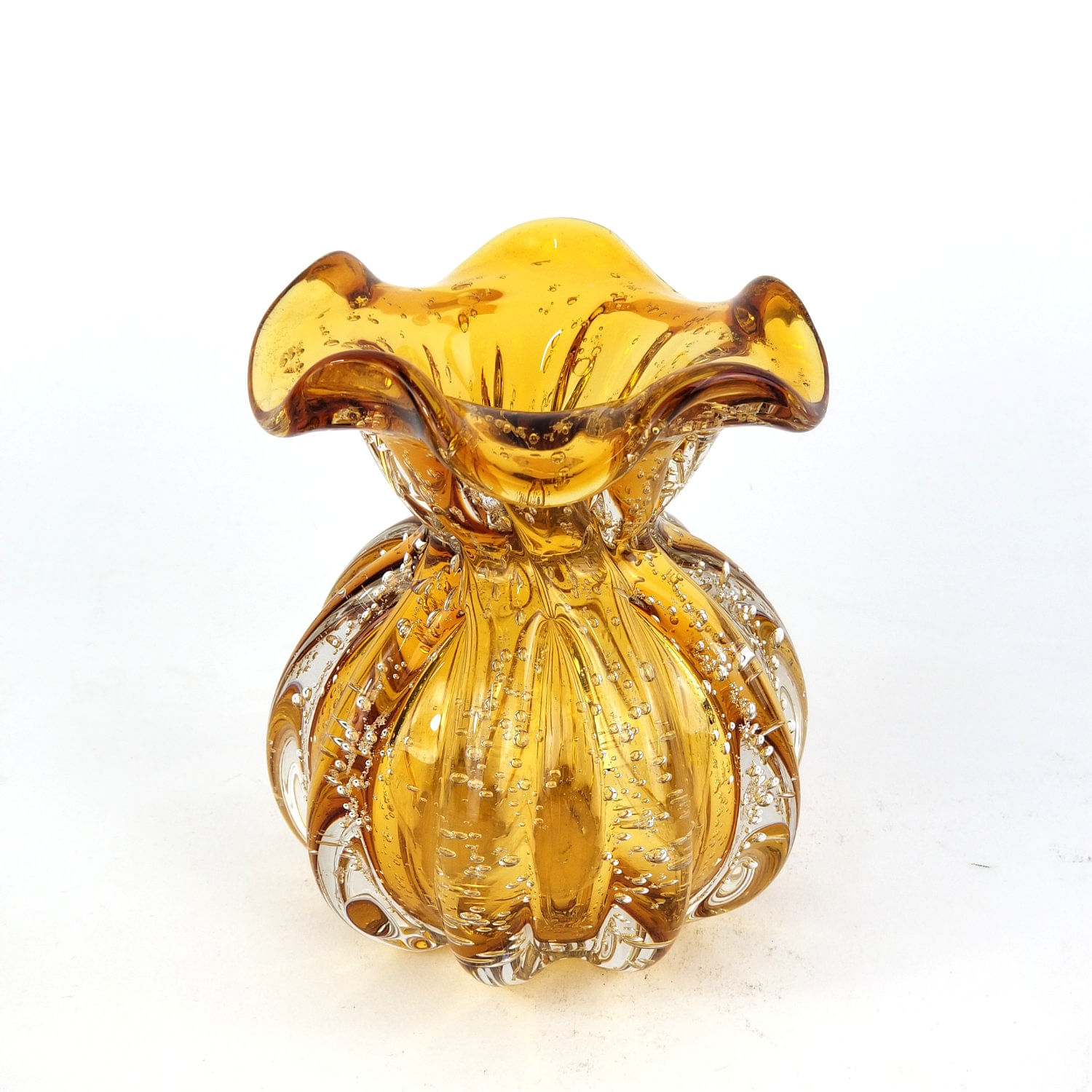 Vaso Decorativo Trouxinha de Cristal Murano - Âmbar