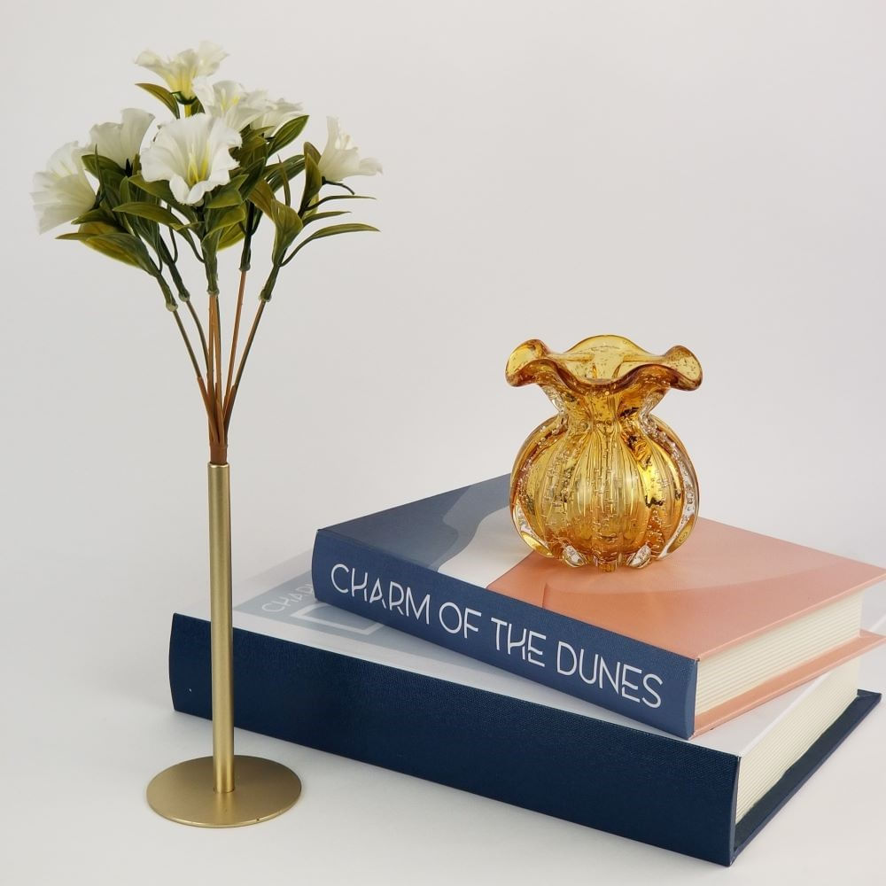 Vaso Solitário Decorativo Para Flor - Dourado Metalizado