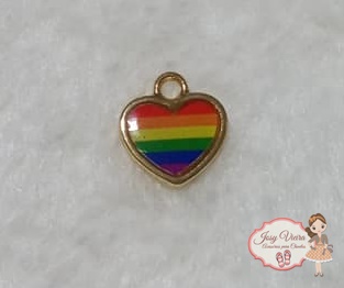 Pingente coração arco-iris (1 unidade)