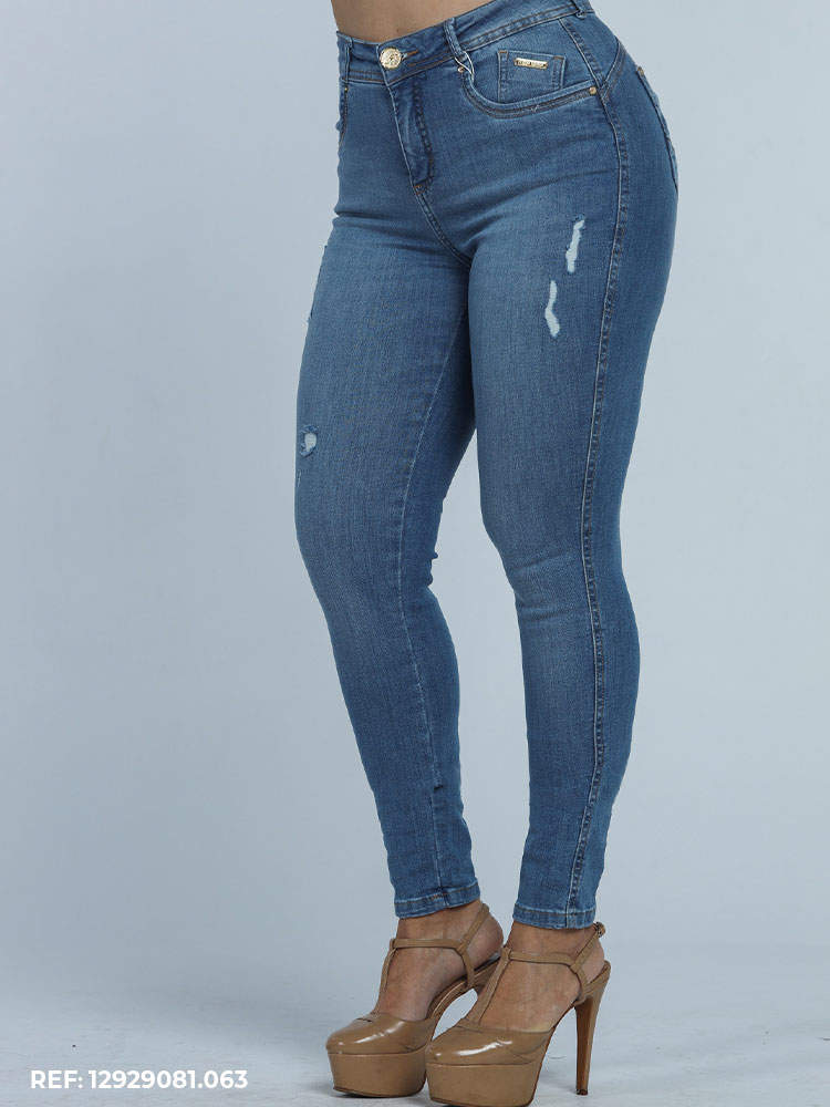 Calça Jeans Empina Bumbum Com Design Destroyed Exclusivo