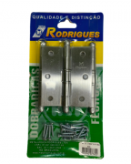 Cartela de Dobradiças c/ 3 unidades - 3.1/2X3" - RF 5535 - Aço Cromo Acetinado - Metalúrgica Rodrigues