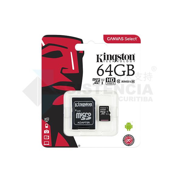 Cartão De Memória Micro Sd Kingston Canvas Select 64Gb