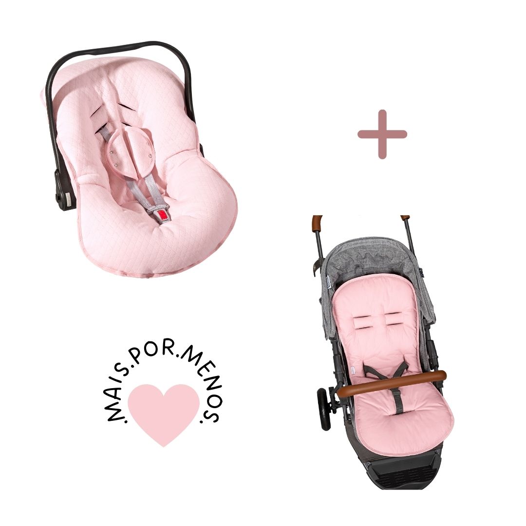 Kit Capa de carrinho e capa de bebê conforto Rosê