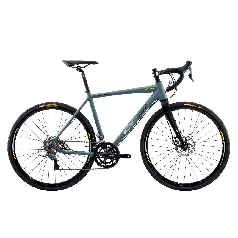 Bicicleta Oggi 700 Velloce Disc Claris 16V Grafite/Preto/Amarelo Tamanho XL (56) 2022