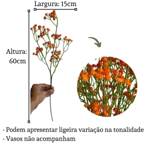 Flor Artificial Buquê De Mosquitinho Ou Gipsófila Artificial Realista 60 Cm Para Decoração Laranja