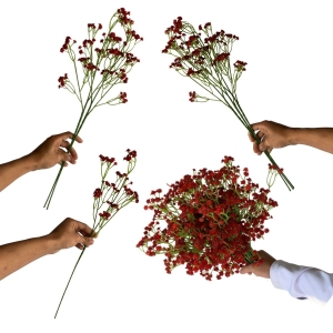 Flor Artificial Galho De Mosquitinho Ou Gipsófila Artificial Realista 60cm Para Decoração Vermelho