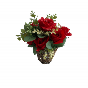 Flor Artificial Buquê de Rosas Grandes 45cm com Folhagens Premium de Qualidade e Realismo Na Cor Vermelha